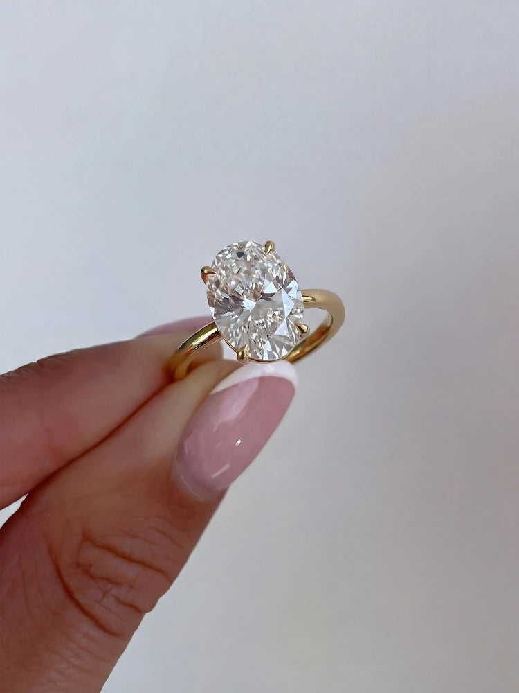 925 Sterling Silve Shiny Gorgeous 1-8CT Oval Zircon Ring For Women Engagement Wedding Luxury High Quality Fine Jewelry