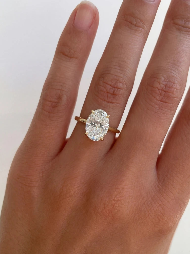 925 Sterling Silve Shiny Gorgeous 1-8CT Oval Zircon Ring For Women Engagement Wedding Luxury High Quality Fine Jewelry