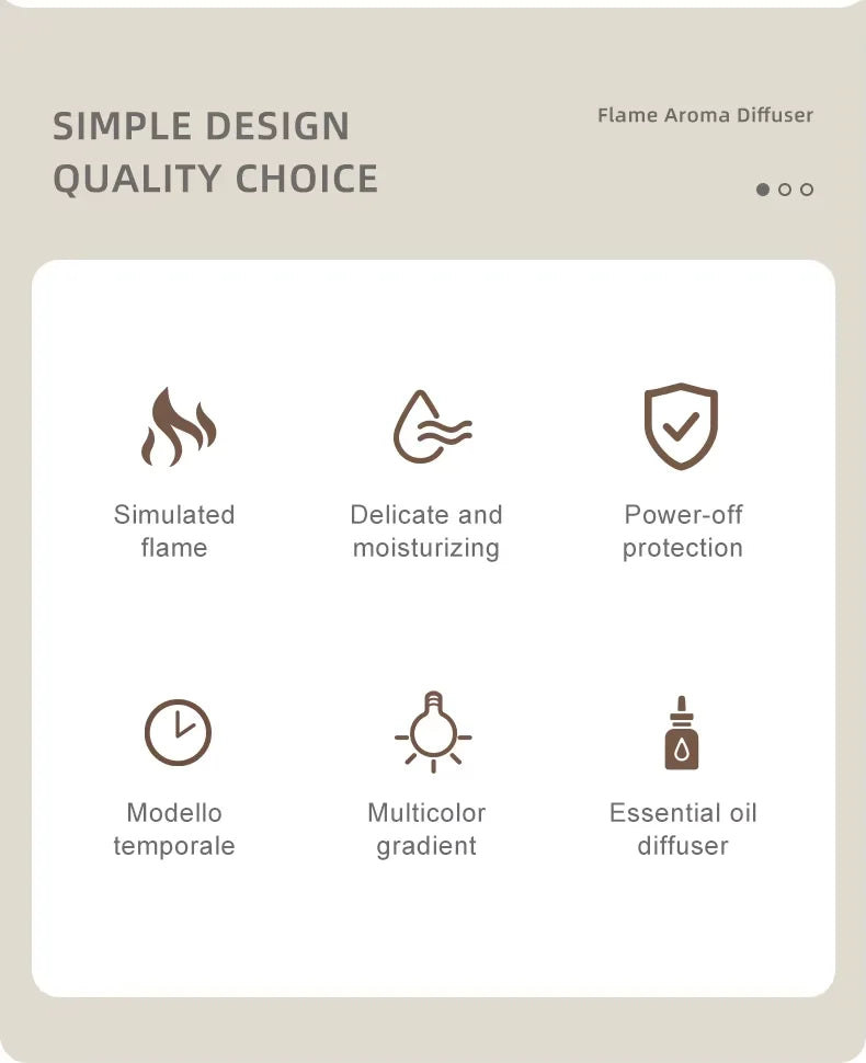 Air Aroma Humidifier Diffuser Essential Oils Humidifiers Mini Flame Automatic Fragrance Diffuser Home Humidifier With LED Light