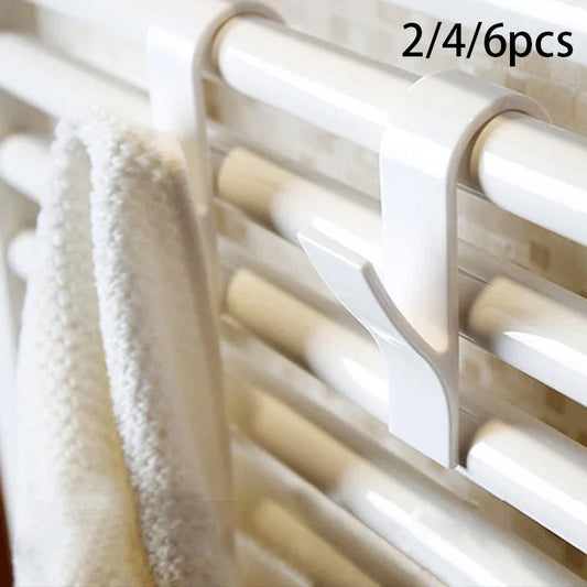 2-6pcs Multi-Purpose Radiator Towel Hangers Coat Clothes Scarf Rack Bath Hook - Metal over Door Or Wall Mounted