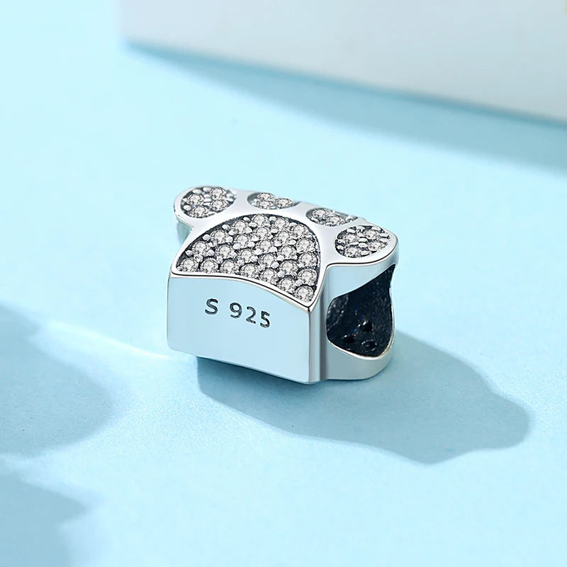 Original 925 Sterling Silver Charms Love Pets Dog Cat Paw Print Pendant Beads Fit Brand Bracelets Necklaces Women DIY Jewelry