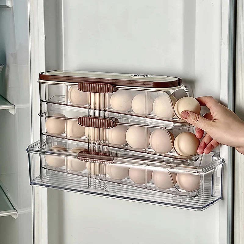 1pc egg storage box, automatic rolling refrigerator egg rack storage, hand-held egg refrigerator side door storagerack