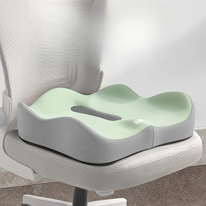 1pc Memory Foam Seat Cushion - 3D Ergonomic Support| Light Green Grey Black Washable Polyester Car Office Essentials