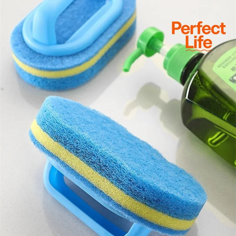 Pot Washing Kitchen Cleaning Brush with Handle - Pot Washing High-Density Thick Scouring Pad Ceramic Tile Wall Cleaning Brush