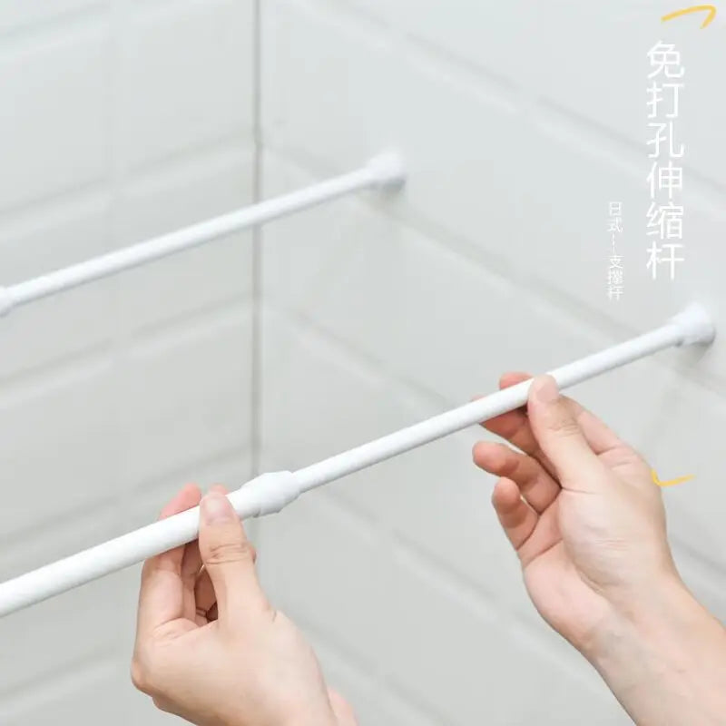 30-90CM Multi Purpose Spring Loaded Extendable Telescopic Curtain Pole Tension Rail Net Voile Pole Net Rods Curtain Telescopic