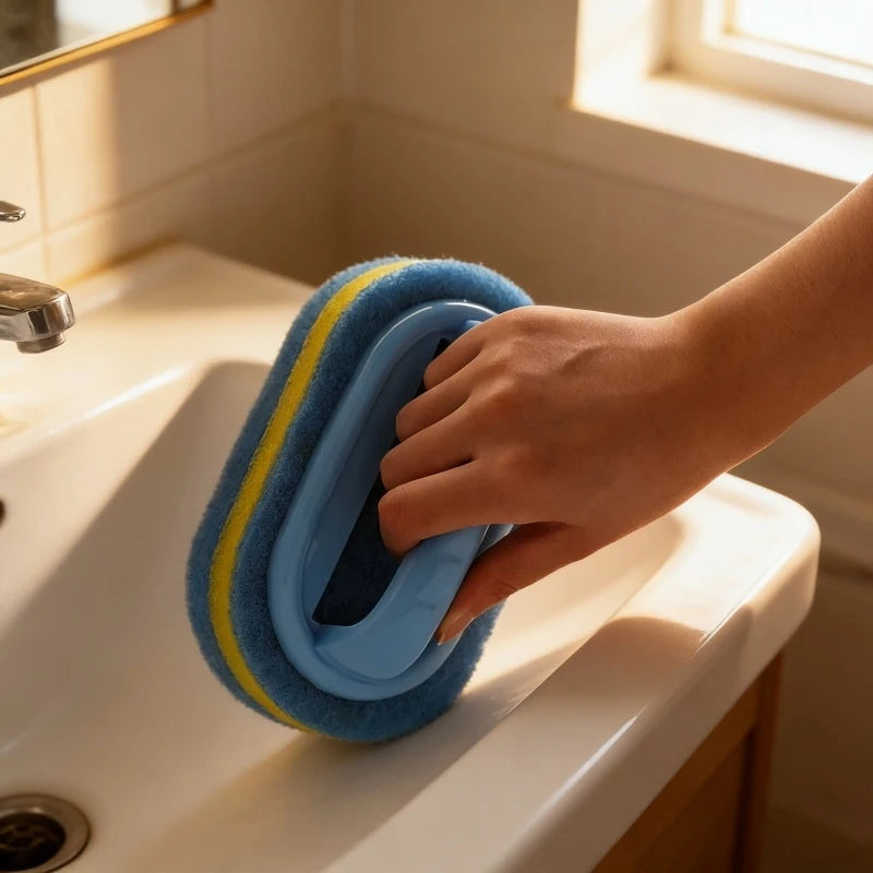 1/2Pcs Pot Washing Kitchen Cleaning Brush with Handle Pot Washing Density Thick Scouring Pad Ceramic Tile Wall Cleaning Brush
