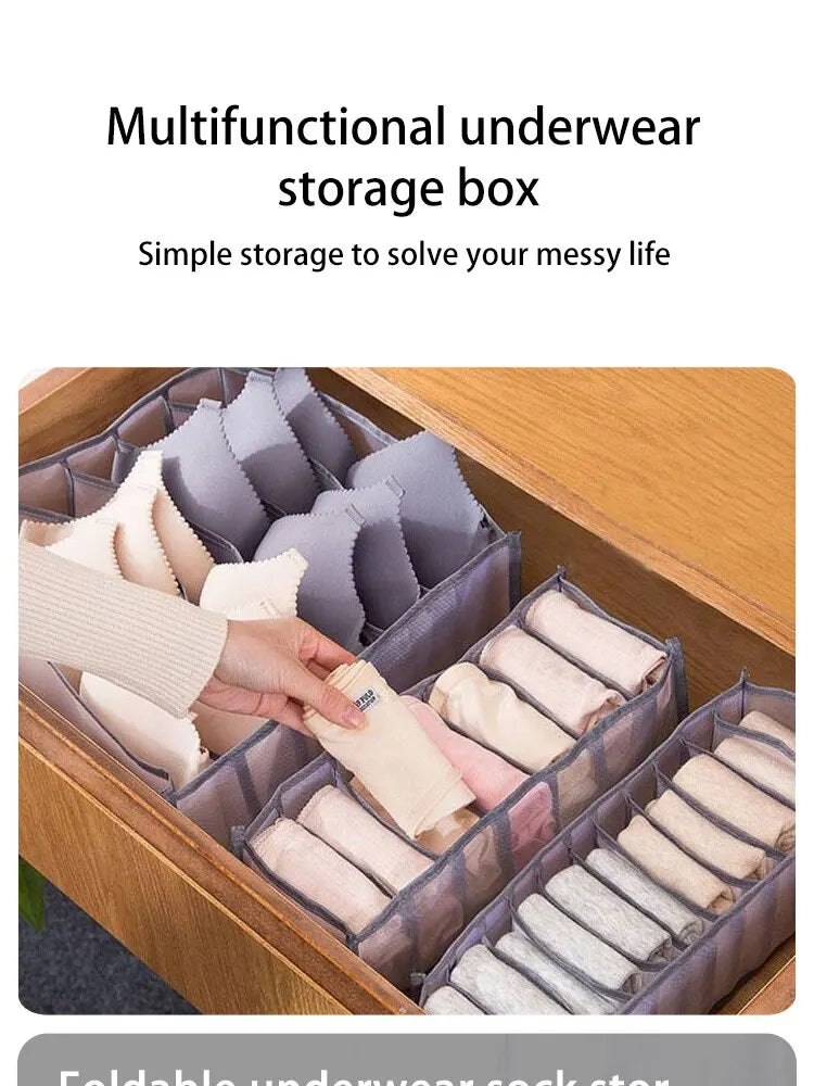 6/7/11 Foldable Underwear Underwear Socks Organizer With Dividers Clothes Storage Box Breathable Mesh Bag For Wardrobe
