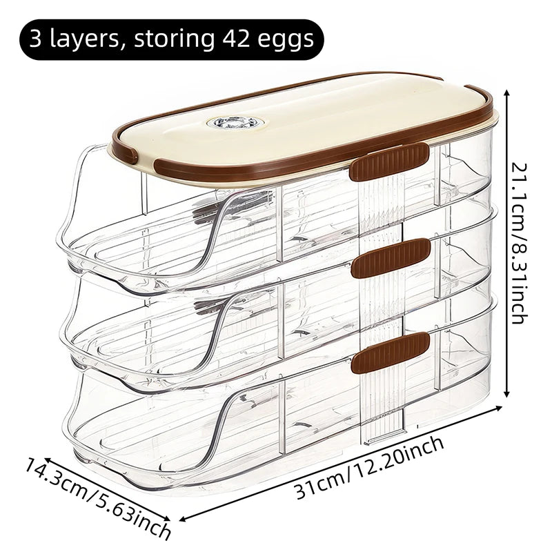 1pc egg storage box, automatic rolling refrigerator egg rack storage, hand-held egg refrigerator side door storagerack