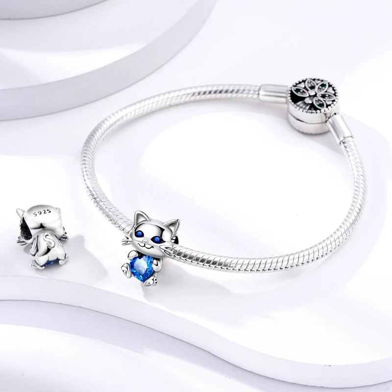 925 Silver Color Mushroom Owl Cat Bone Animal Charms Beads Fit Pandach 925 Original Bracelets Fine DIY Birthday Jewelry Gifts