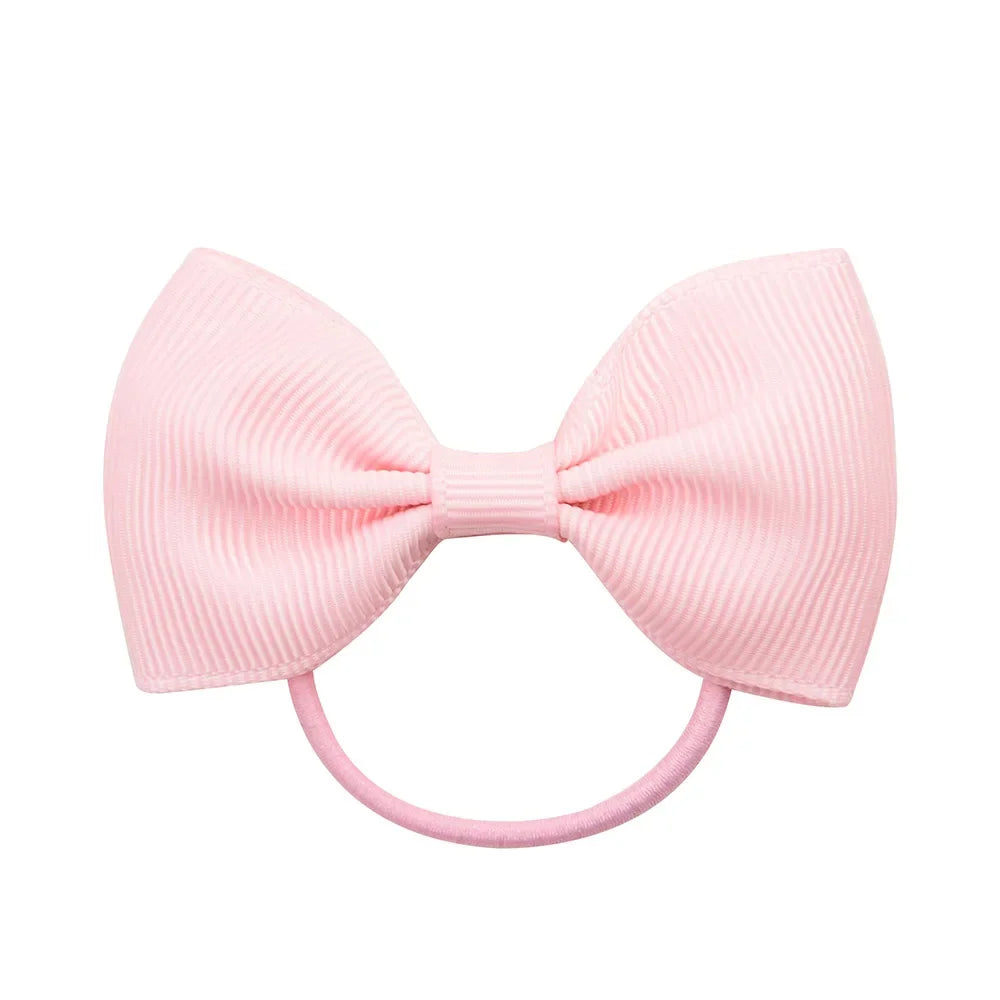 2.75 Inch Small Ribbon Bows With Elastic Hair Bands For Kids Girls Ponytail Solid Color Bowknot Hair Ropes Ties Hair Accessories
