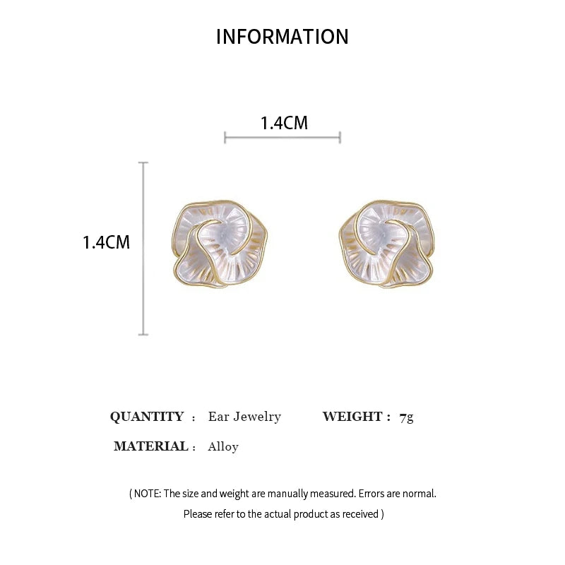 Delicate Camellia Stud Earring For Women Unique Flower Design Ear Stud Temperament White Earrings Daily Jewelry Gift