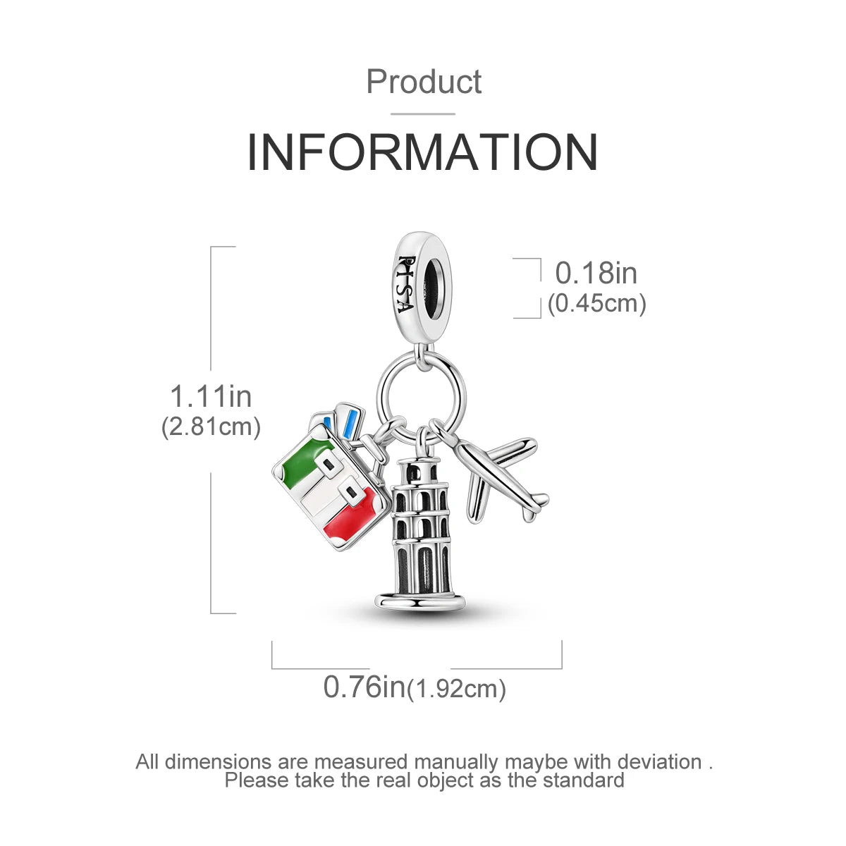 Travel Charm 925 Silver Plane Paris Tower Pendant Fit Bracelet Beads Making Woman Fashion Jewelry