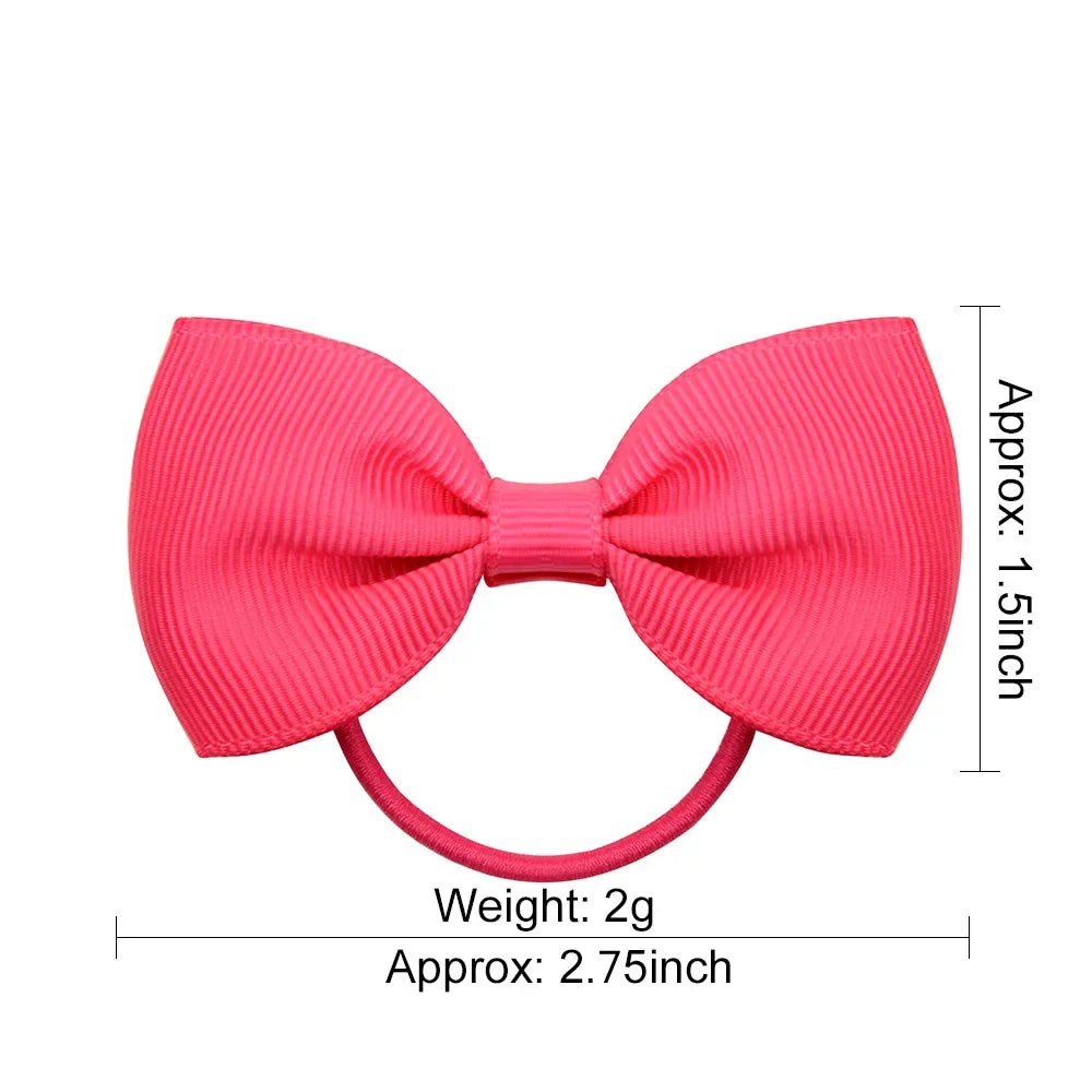 2.75 Inch Small Ribbon Bows With Elastic Hair Bands For Kids Girls Ponytail Solid Color Bowknot Hair Ropes Ties Hair Accessories