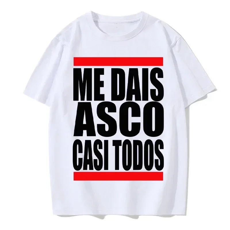 Me Dais Asco Gasi Todos Print Pattern T Shirt Men Women Summer Neutral Casual Loose Clothing Harajuku Cotton Hip Hop T Shirt