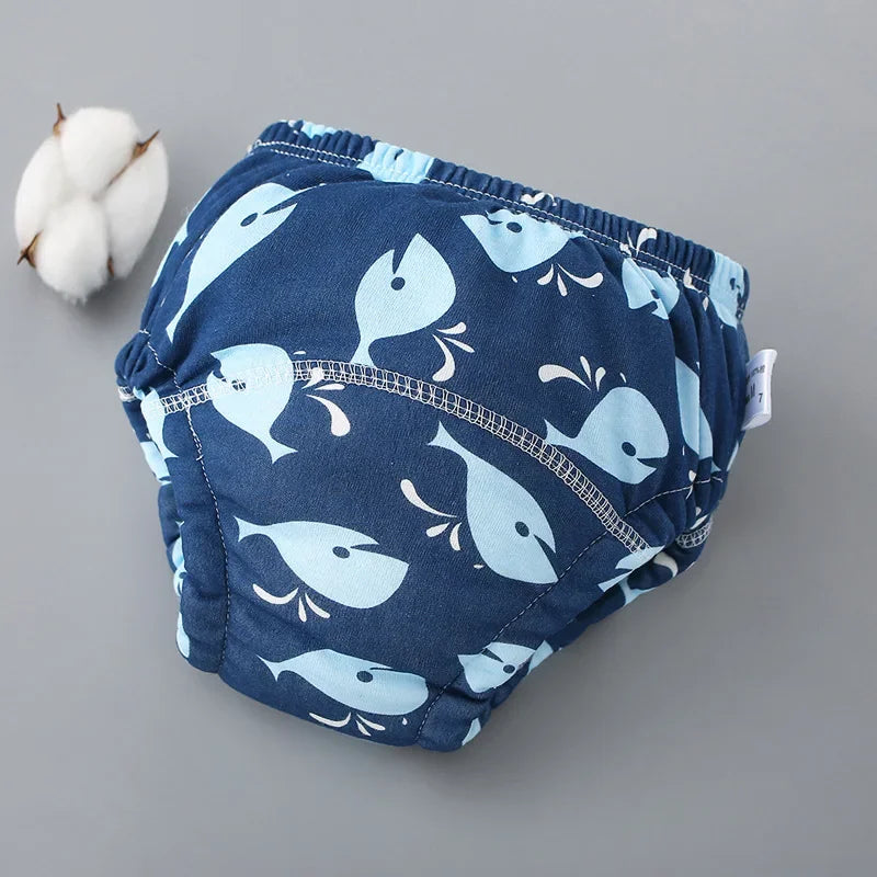 Reusable Soft Cotton Baby Breathable Diapers Pee Shorts Toddler Potty Training Pants Underwears for Boys & Girls