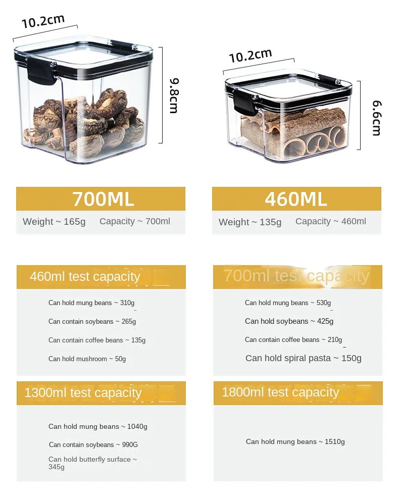 1-4PCS Sealed Jars Kitchen Organizer Grain Storage Boxes Large Capacity Sealed Container Seasoning Jars Set Fresh-keeping Tank