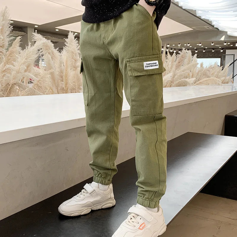 Boys Cargo Pants Spring Autumn Thick Boys Trousers Casual Kids Sport Pants Teenage Children Clothes For 5-12 Years