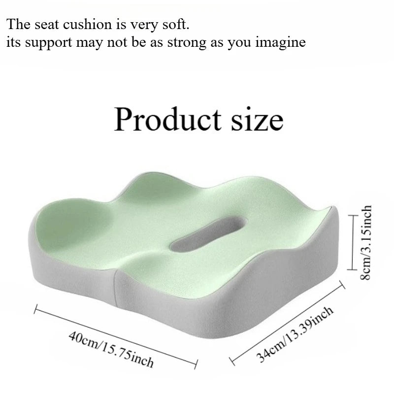 1pc Memory Foam Seat Cushion - 3D Ergonomic Support| Light Green Grey Black Washable Polyester Car Office Essentials