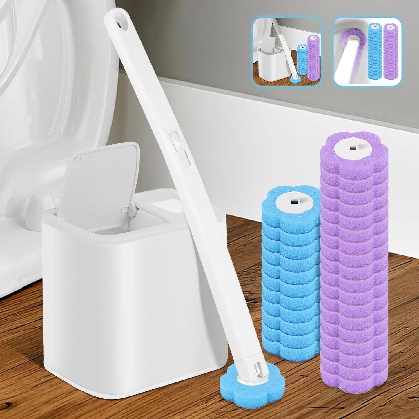 18/36Pcs Toilet Brush With Disposable Replacement Head Kits Upgrade Long Handle Bathroom Cleaning Brush For Home Wc Accessories