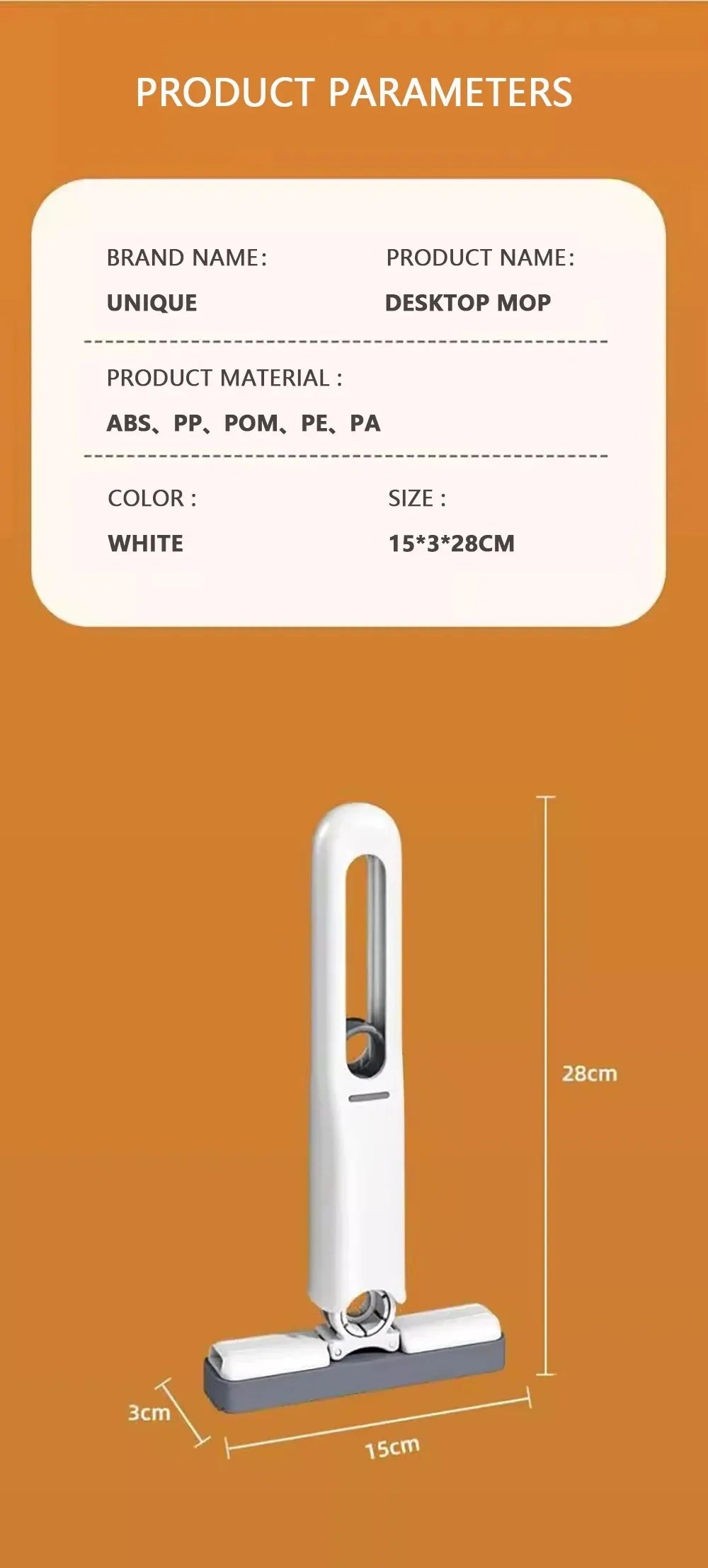Mini squeezable mop with powerful folding design. Household cleaning tool. No hand washing required. Strong water absorption.