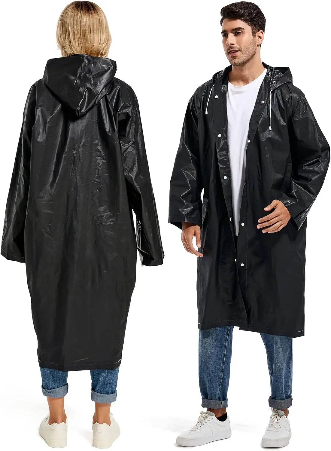 Disposable Adults Reusable Raincoats,Waterproof Rain Ponchos,Adults-Reusable Emergency Raincoats with Hoodand Drawstring