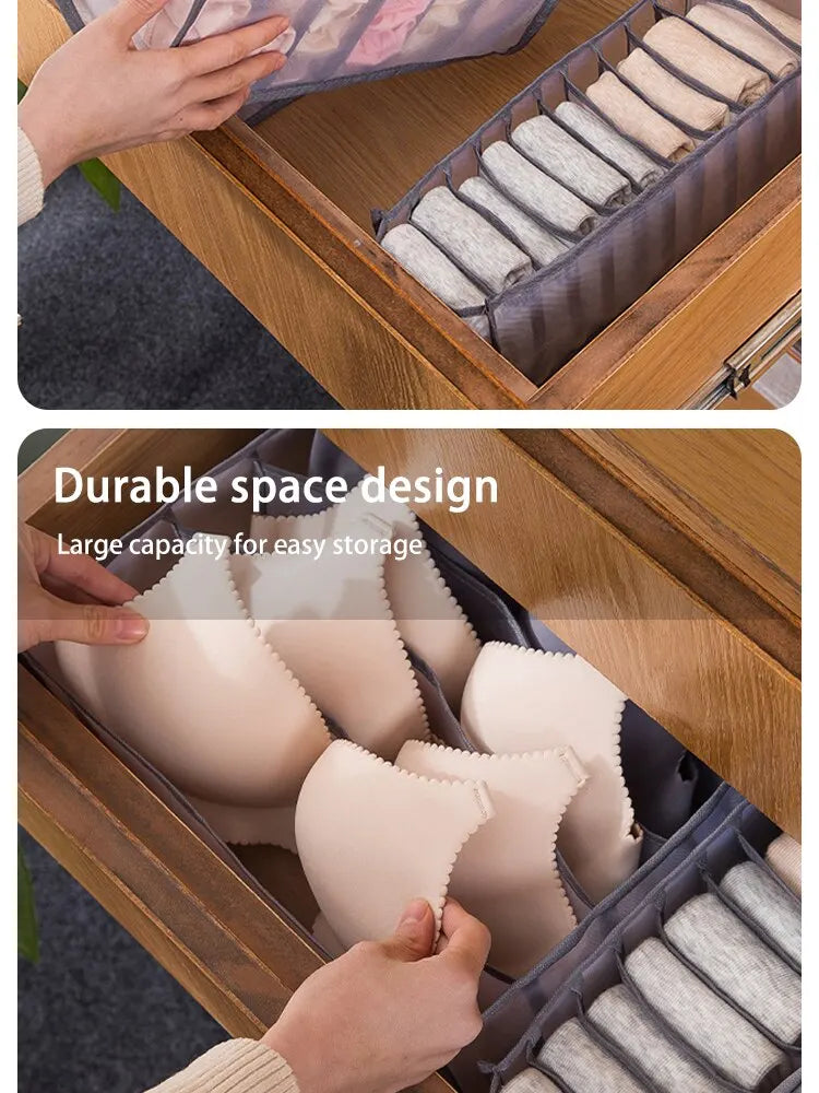 6/7/11 Foldable Underwear Underwear Socks Organizer With Dividers Clothes Storage Box Breathable Mesh Bag For Wardrobe