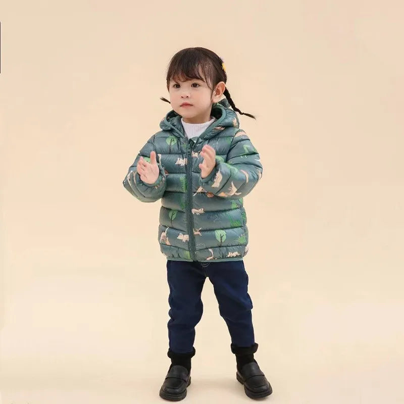 Hooded Lightweight Down Jackets Children Boy Girl Baby Coat Autumn Winter Outerwear Casual Clothing Kids Christmas Birthday Gift