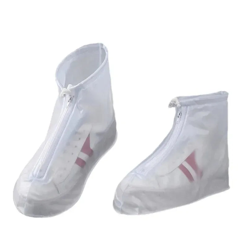 Unisex Waterproof Shoe Covers Non-Slip PVC Silicone Sole Reusable White for Rain And Snow Multiple Sizes