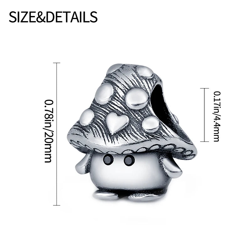 925 Silver Color Mushroom Owl Cat Bone Animal Charms Beads Fit Pandach 925 Original Bracelets Fine DIY Birthday Jewelry Gifts