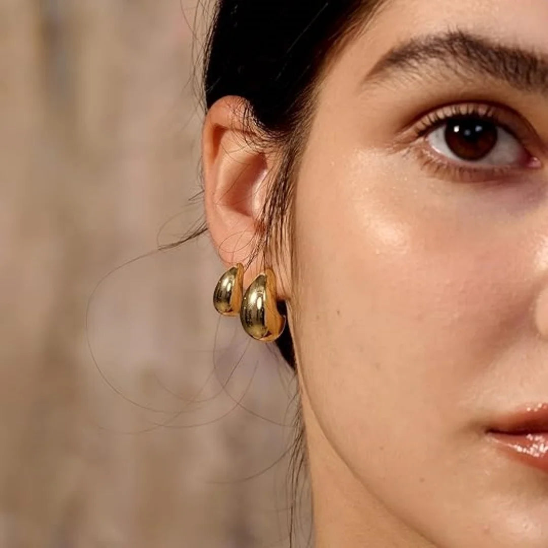 Gold Hoop Earrings Set for Women, 9 Pairs Hypoallergenic Statement Open Pearl Hoops Earring for Multipack, Gold Chunky Hoop Earrings for Women Trendy Jewelry