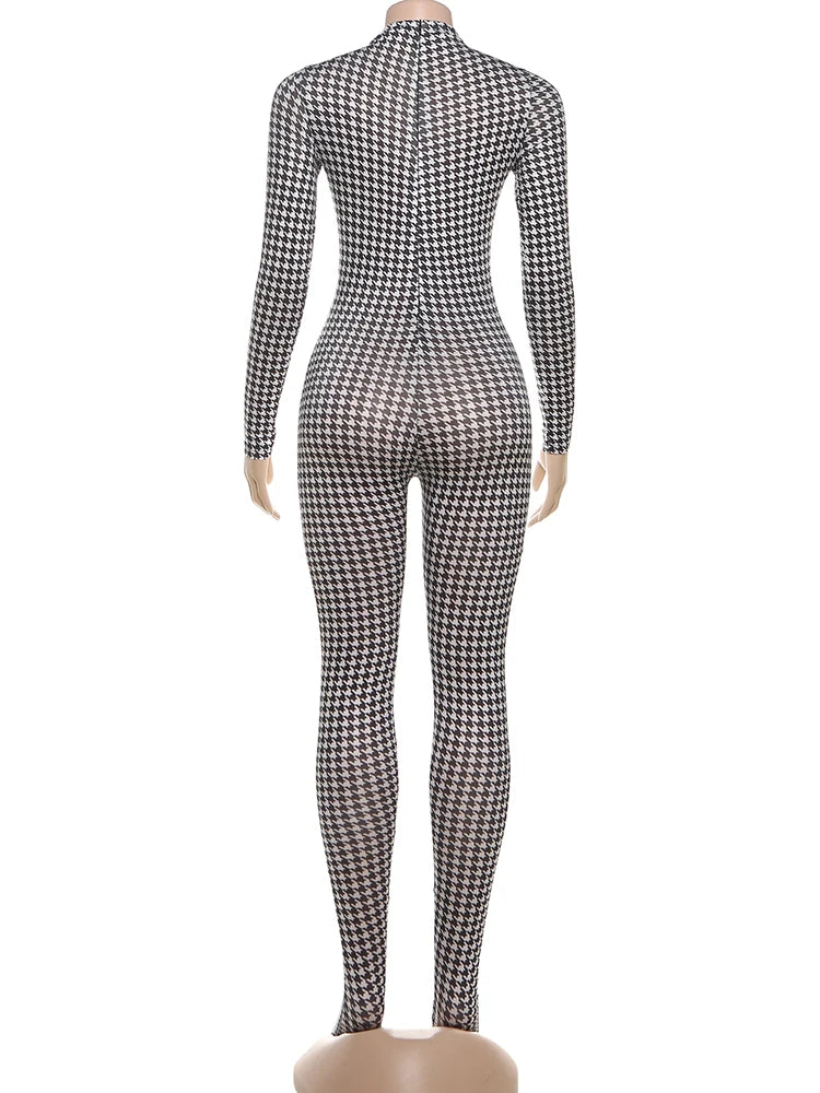 Weird Puss Sexy Foot Jumpsuit Women Snake Print Autumn Trend o-Neck Full Sleeve Stretch Skinny Street Clubwear Zip Slim Overalls