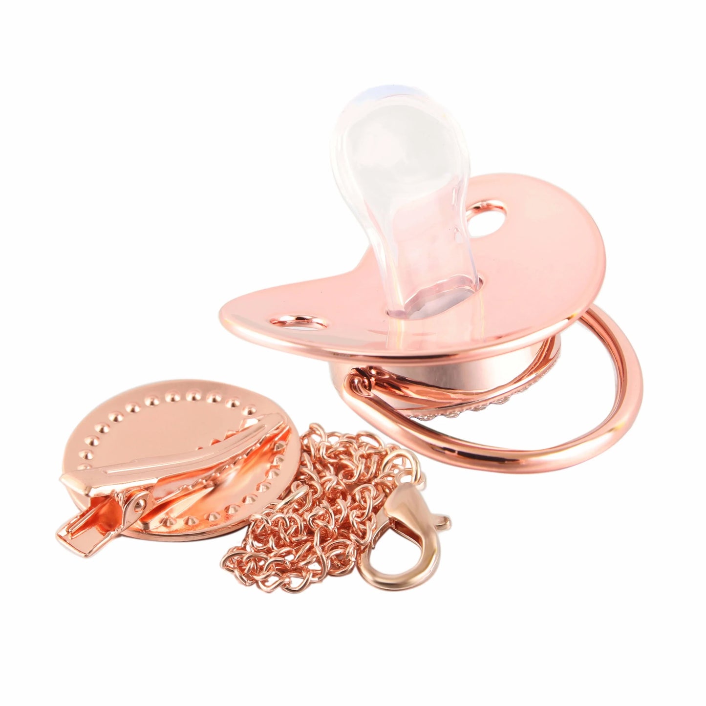26 Letters Baby Pacifier Clip Rose Gold Bling Pacifiers Holder Silicone Soother Nipple Dummy Baby Shower Gifts