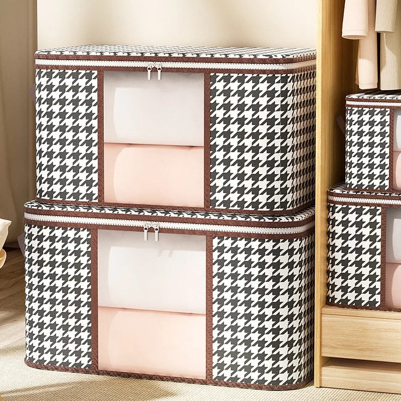 New style Houndstooth Storage Visual Portable Quilt Bag Multifunctional Dustproof Home Moving Packing and Organizing Storage Box