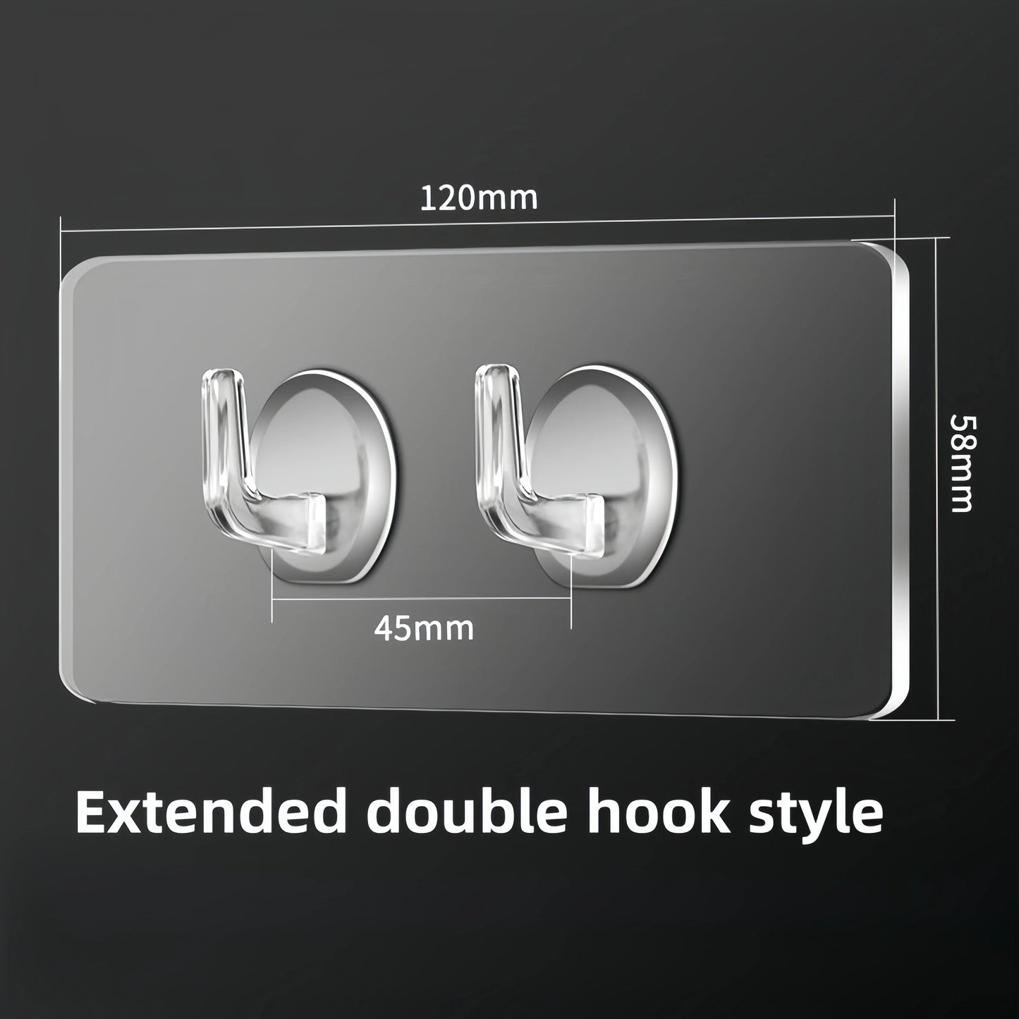 Adhesive Plastic Clear Utility Hooks Transparent Hook for The Drill-Free Wall Waterproof Key Wall Hooks.