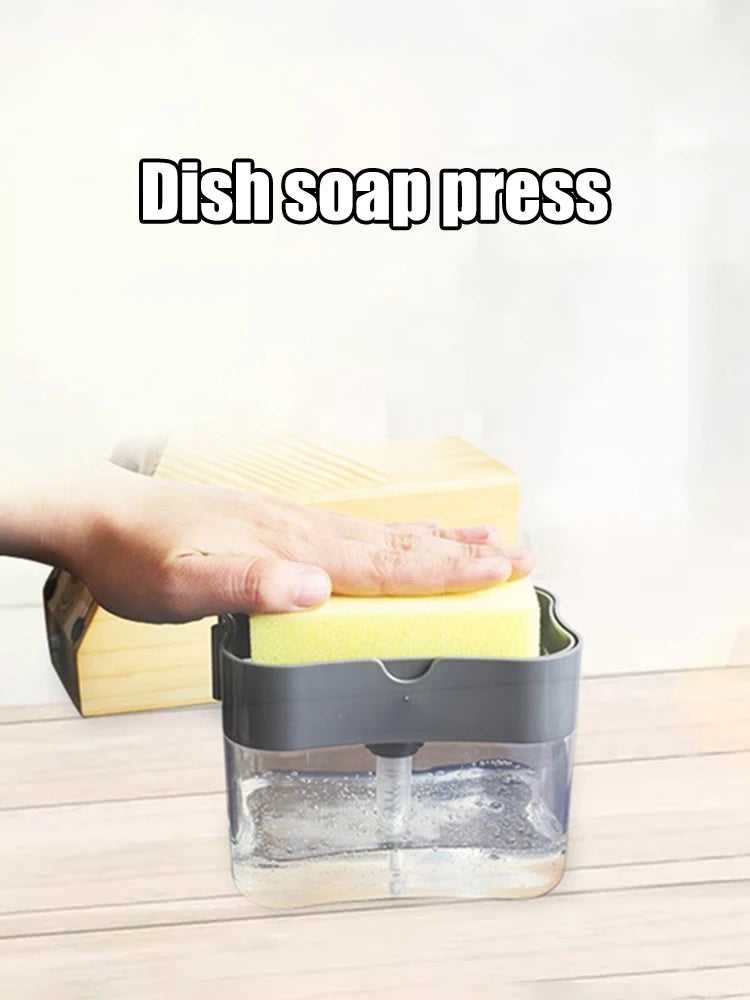 Kitchen Style Automatic Liquid Dispenser Dishwashing Brush Pot Tool Soap Dispenser with Press Cleaning Pot Brush
