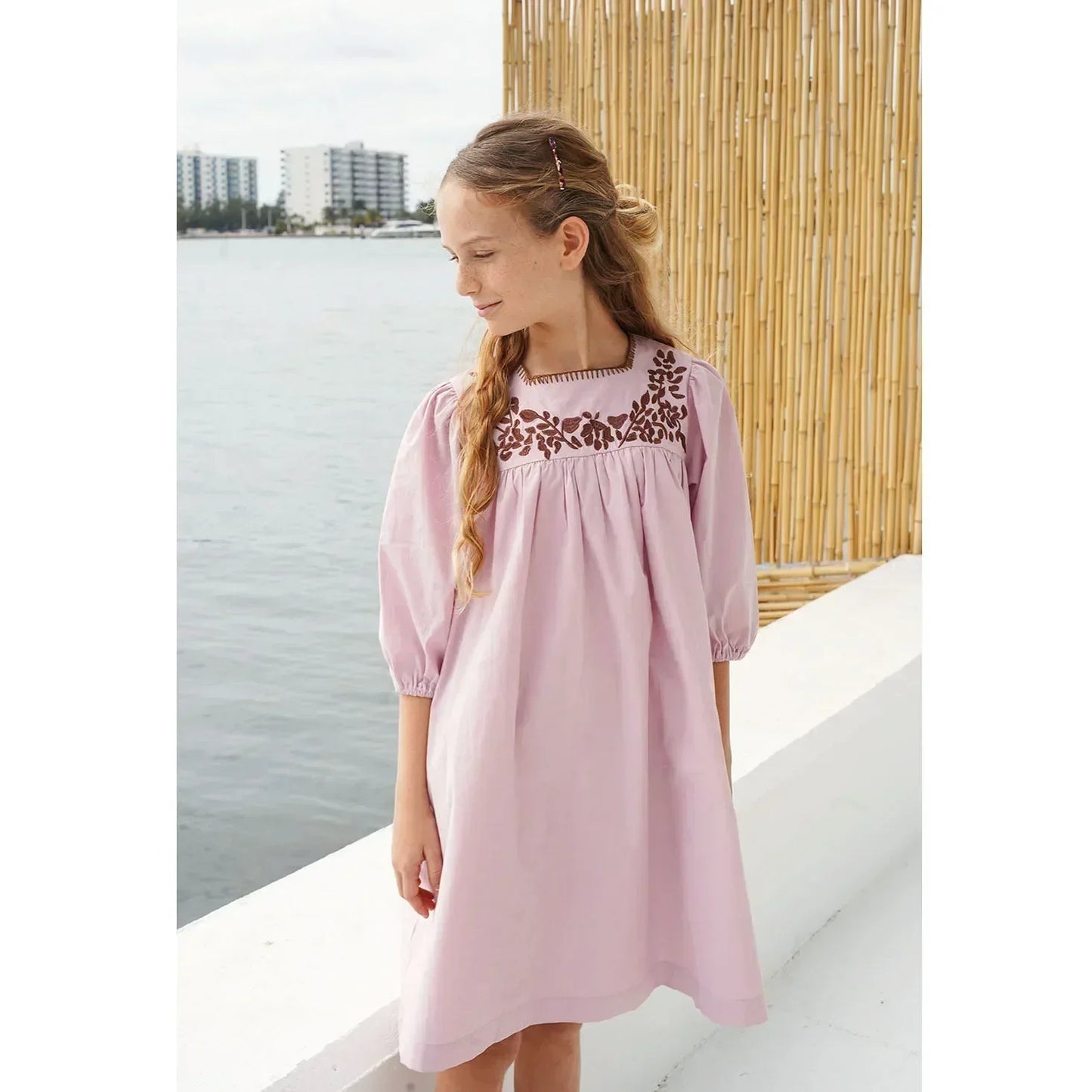 AP Chocolate Collection 2025 Spring Summer Embroidery Family Matching Clothing Set Girl Dress Baby 2-Pieces Blazer Shirt Shorts