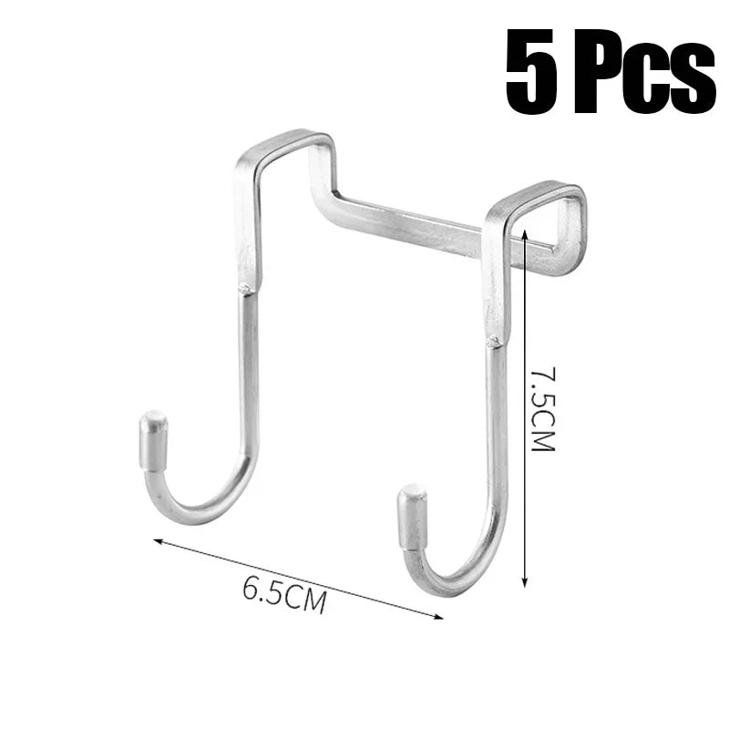 Door Hanger Hook Stainless Steel Double S-Shaped Storage Hook for Bathroom Kitchen Wall Door Organizer Wall Mounted Hooks