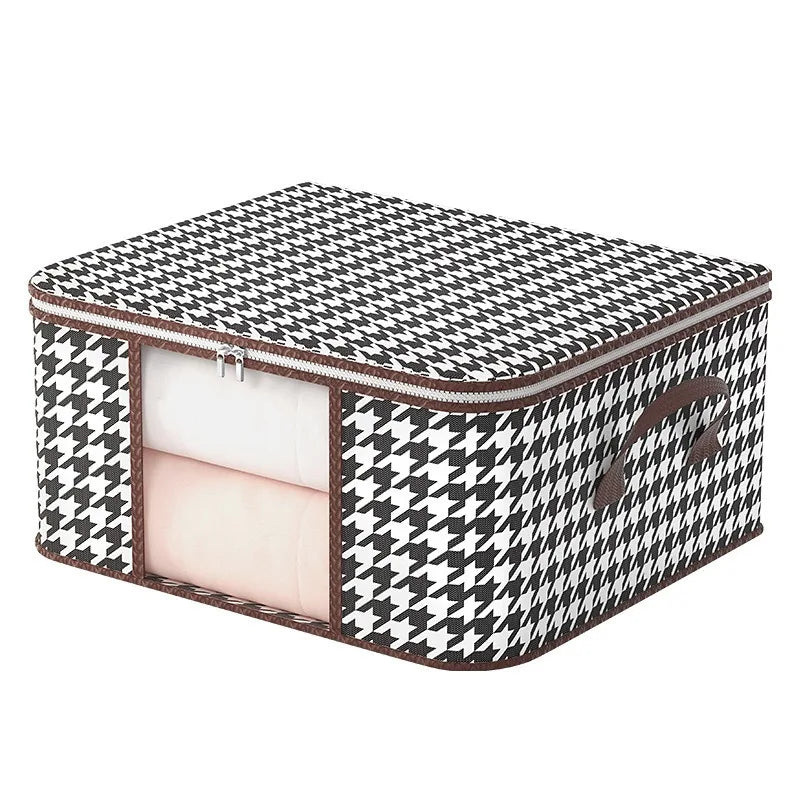 New style Houndstooth Storage Visual Portable Quilt Bag Multifunctional Dustproof Home Moving Packing and Organizing Storage Box
