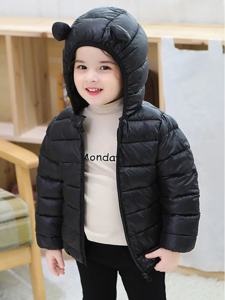 Hooded Lightweight Down Jackets Children Boy Girl Baby Coat Autumn Winter Outerwear Casual Clothing Kids Christmas Birthday Gift