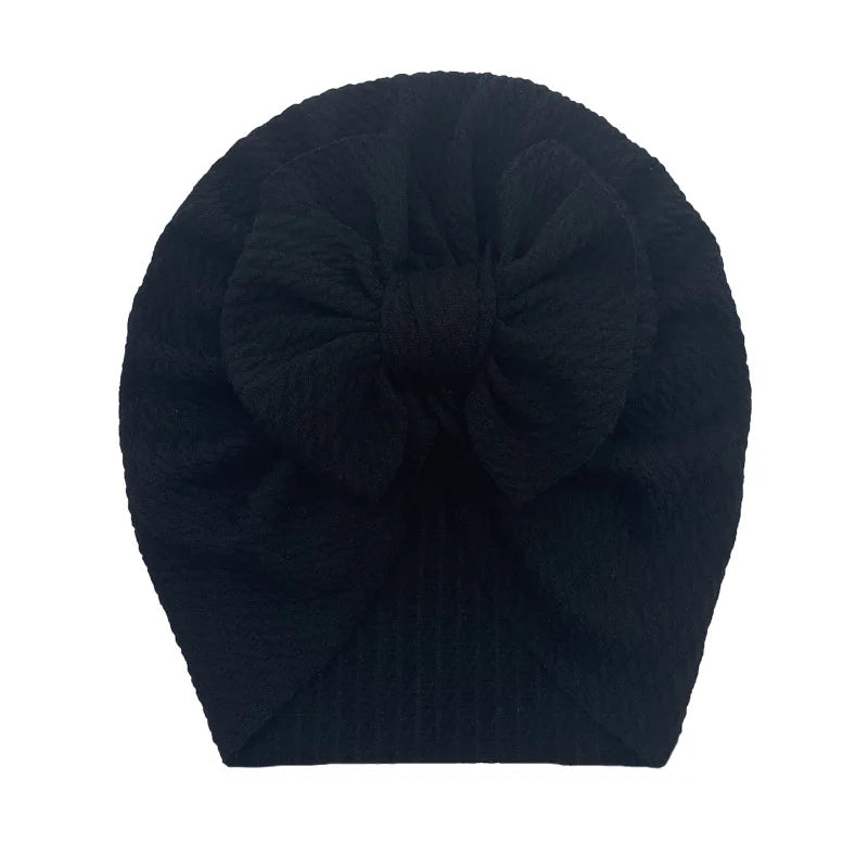 Cute Bow Baby Turban Hat Double Layer Big Bowknot Newborn Hat Soft Warm Elastic Kids Head Beanie Babies Accessories