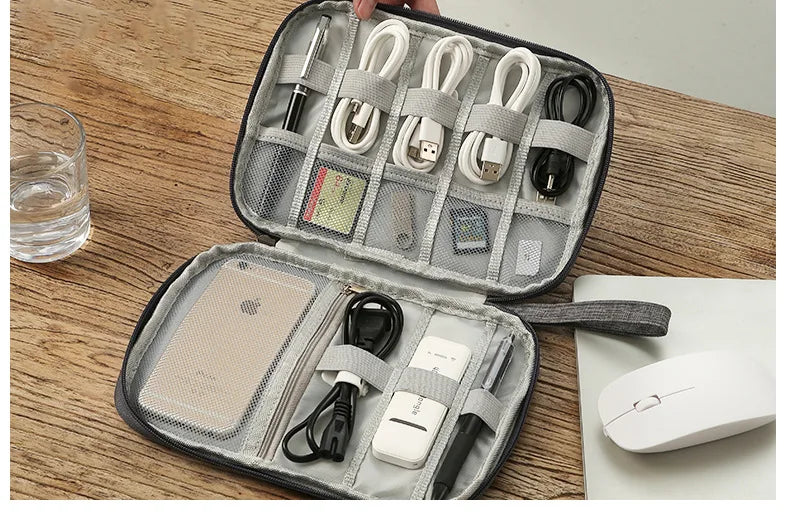 Three Layer Digital Storage Bag Multi-functional Cable Storage Box Portable Waterproof Travel Case for Data Mobile Power Bank