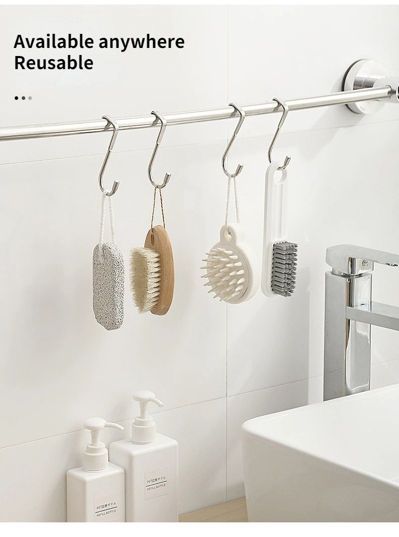 Door Hanger Hook Stainless Steel Double S-Shaped Storage Hook for Bathroom Kitchen Wall Door Organizer Wall Mounted Hooks