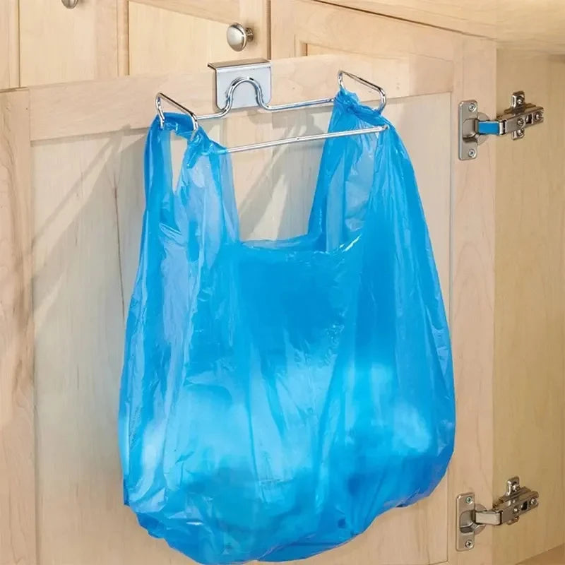 Multi-Purpose Cabinet Door Trash Bag Holder | Space-Saving Garbage Storage Organizer for Kitchen/Pantry/Closet | Adjustable Wast
