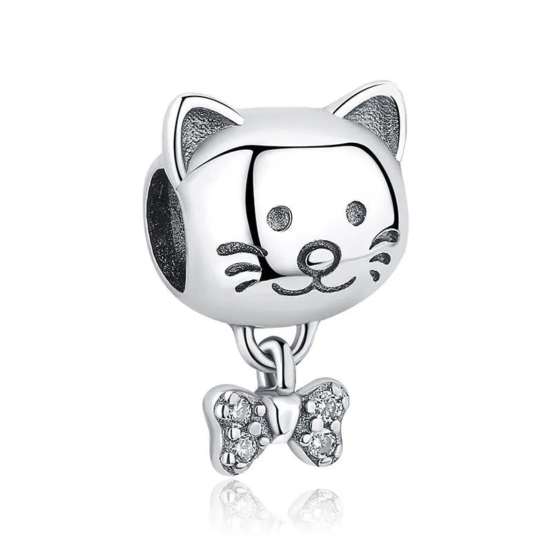 Original 925 Sterling Silver Charms Love Pets Dog Cat Paw Print Pendant Beads Fit Brand Bracelets Necklaces Women DIY Jewelry