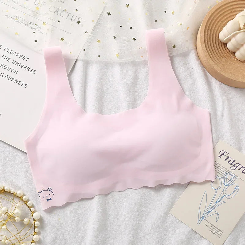 2024 Summer New Girl Development Period Seamless Children's Tube  Underwear  Vest White/Pink 1 PCS a Lot