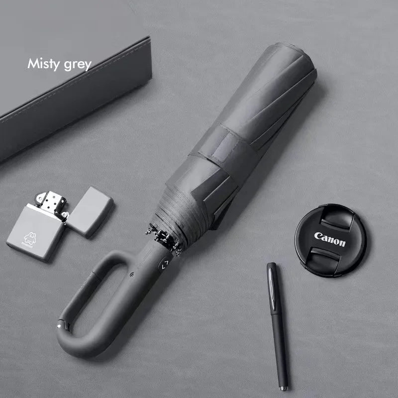 Automatic Umbrella for Men Women Fully Automatic Folding Large Rib Strong Sunshade Double Umbrella with Ring Buckle Design