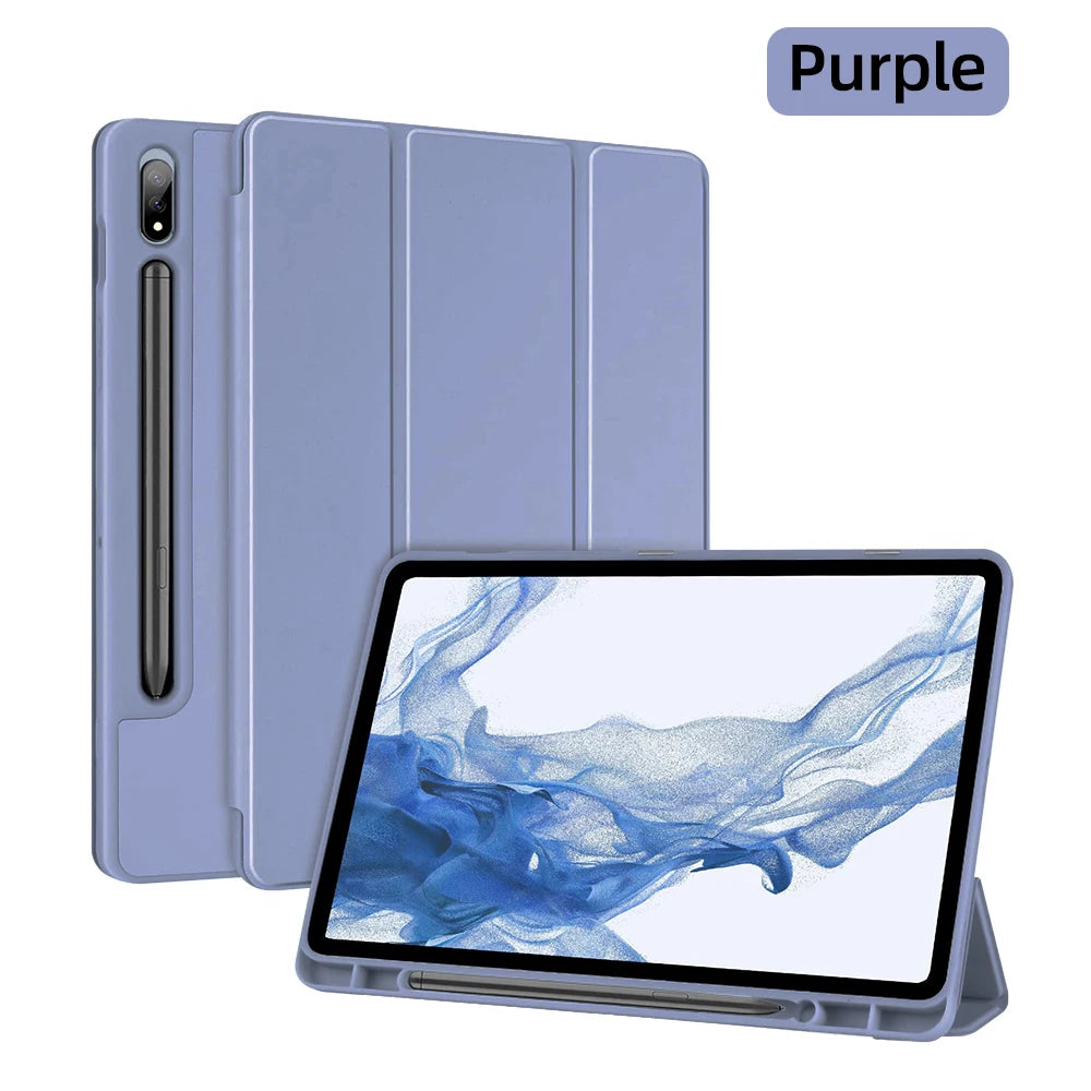 For Samsung Galaxy Tab Case For Tab S8 Ultra 14.6 S8 Plus S7 Plus S7 FE 12.4 S7 S8 11 S6 Lite 10.4 With Pen Slot Tablet Cover