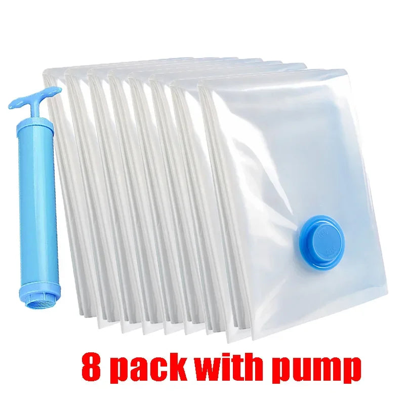 Vacuum Storage Bags 8-18Pc Space Saver Bag Travel Rechargable Air Pump Various Seal Bag Pump for Compress Clothe Blanket Luggage