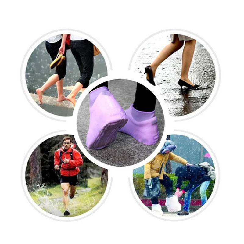 2pcs Waterproof Non-slip Silicone Shoe High Elastic Wear-resistant Unisex Rain Boots for Outdoor Rainy Day Reusable Shoe Cover