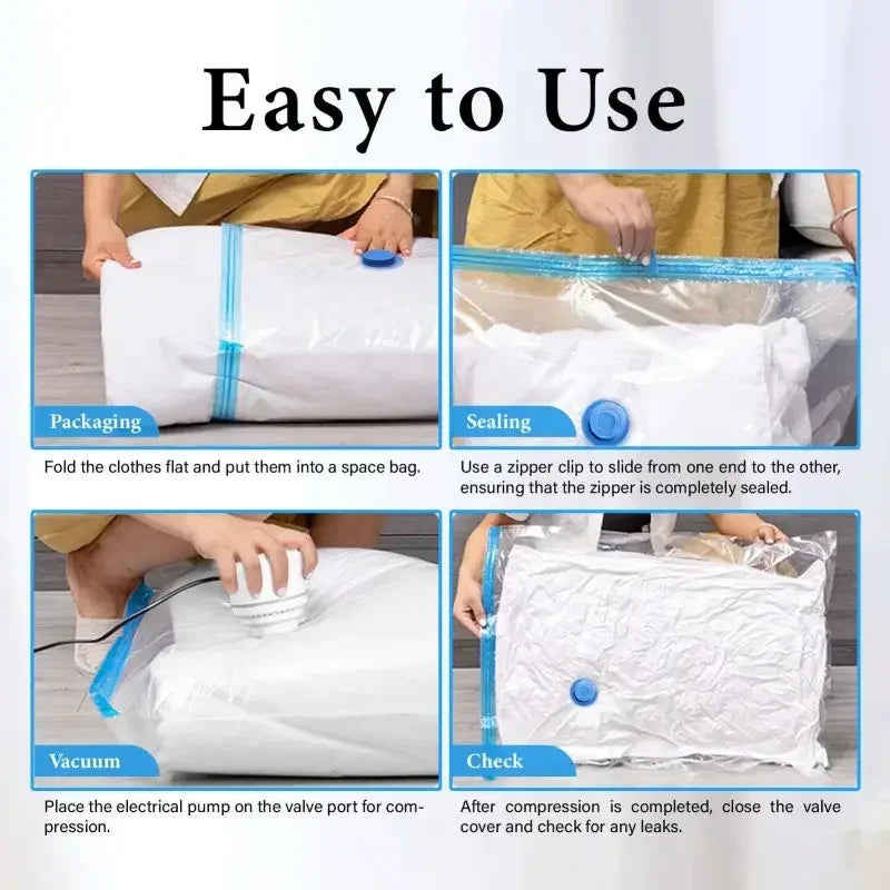 Vacuum Storage Bags 8-18Pc Space Saver Bag Travel Rechargable Air Pump Various Seal Bag Pump for Compress Clothe Blanket Luggage